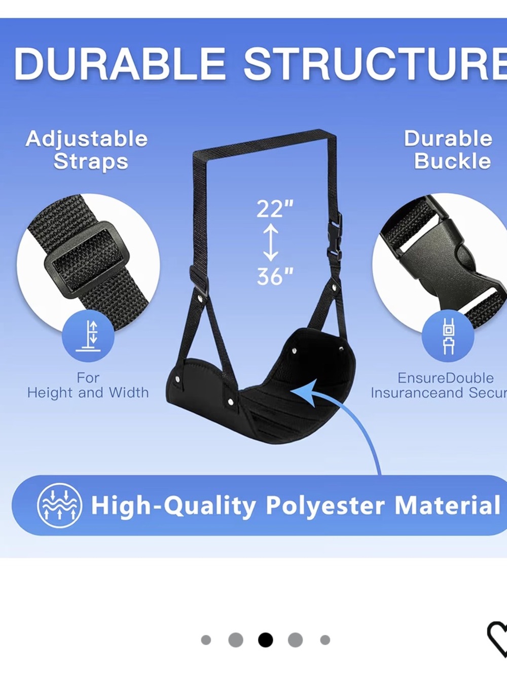 Travel Footrest Hammock - Black Polyester Plane Footrest (1 pack))